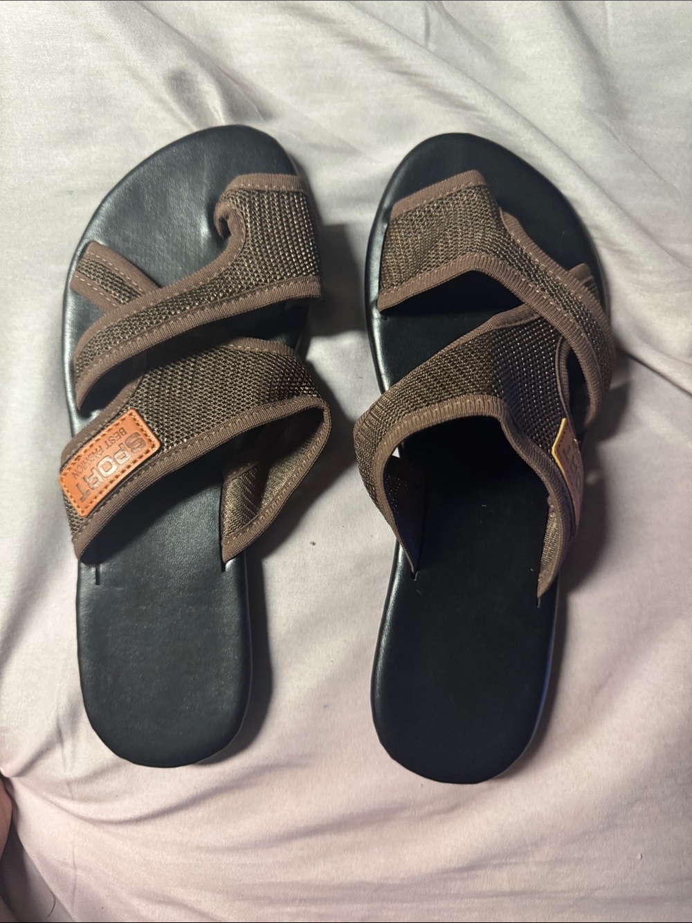 Casual Women's Brown Slide Sandals with Adjustable Straps